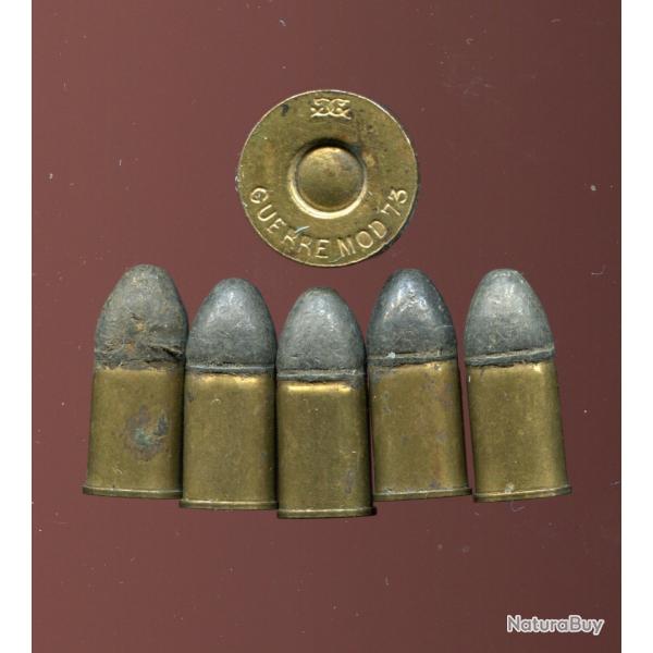 Lot de 6 cartouches Revolver 11 mm Mle 1873 - marquage : GUERRE MOD 73 - PORT COMPRIS