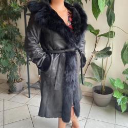 Manteau femme Valentin Marro - cuir d'agneau v&eacute;ritable & renard v&eacute;ritable - T40