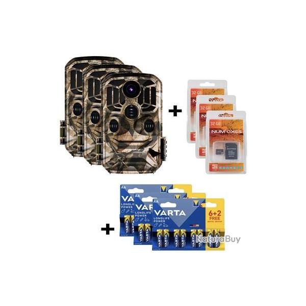 Lot de 3 Pi�ge photographique Ravik RAV200 + Carte M�moire 32GB et 8 piles