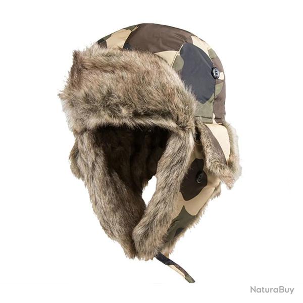 Chapka camouflage polyester avec fausse fourrure 58 cm