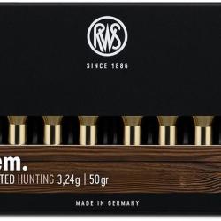 ! EN PROMO ! Munitions RWS cal.222rem tms demi-blind&eacute;e 50gr 3.24g par 20