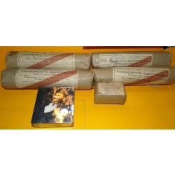 LOT DE 6 ARTICLES DU SERVICE DE SANTE COMPRENANT 4 PANSEMENTS ASEPTIQUES DE 1956 + 1 COTON CARDE DE