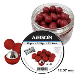 50 balles Titan cal.50 coeur bille acier pour T4E cal.50 12.57mm - Aegon