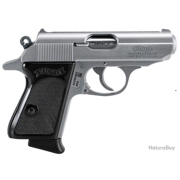 PISTOLET WALTHER PPK INOX CALIBRE 9 MM BROWNING COURT (380 ACP)