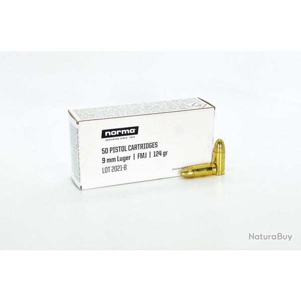 MUNITION NORMA 9X19 124GR X50