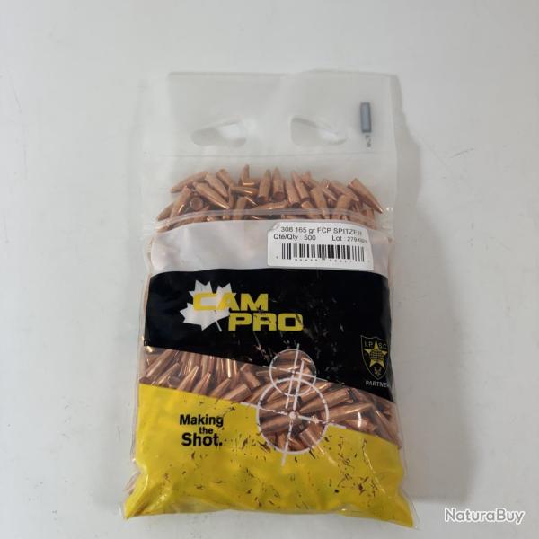 Cam Pro ogives plomb cuivre SP FCP 308 165gr x500