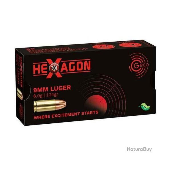 MUNITIONS GECO 9mm LUGER 124GR/8.0G HEXAGON X50