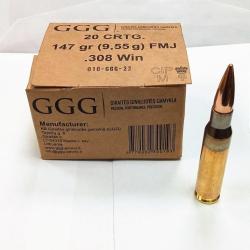 MUNITIONS GGG 308 WIN 147GR X20
