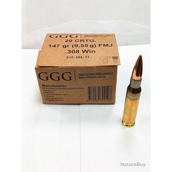 MUNITIONS GGG 308 WIN 147GR X20