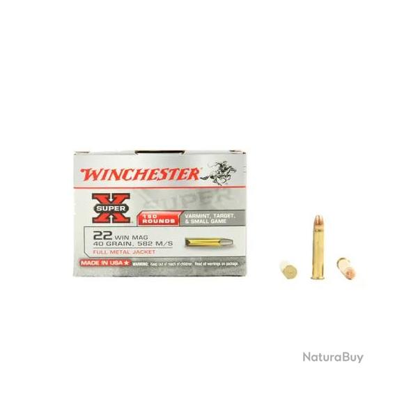 Boite de 150 cartouches WINCHESTER Super-X .22Mag FMJ 40gr / 2,59g