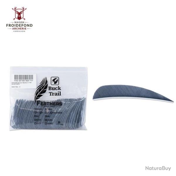 Plume Naturelle Parabolique Uni 3" - Argent / Buck Trail