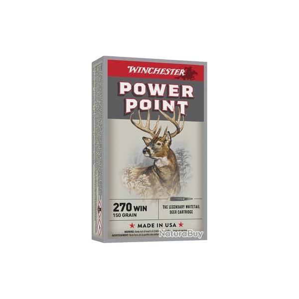 Cartouche Winchester power point cal 270 win 150gr 9.72g