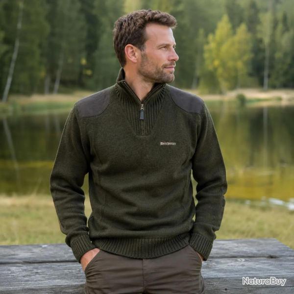 Pull Deerhunter Finley Stormliner vert en laine m�lang�e 4XL