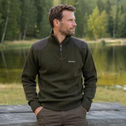 Pull Deerhunter Finley Stormliner vert en laine m&eacute;lang&eacute;e XL