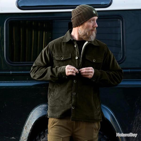 Veste Deerhunter verte en velours c�tel� doubl�e sherpa 2XL