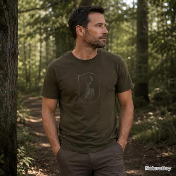 T-shirt Deerhunter cerf kaki viscose de bambou coton stretch L