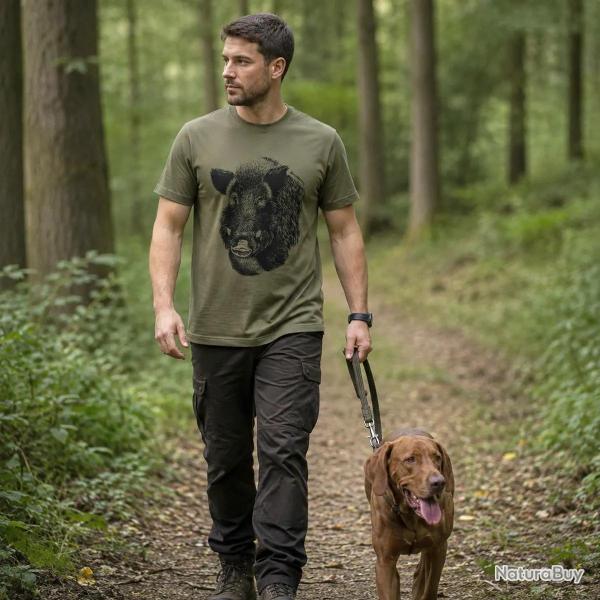 T-shirt Deerhunter Jaxon kaki sanglier coton 160 g/m� L
