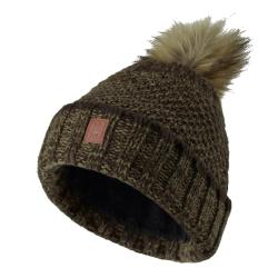 Bonnet Deerhunter vert &agrave; pompon et doublure polaire