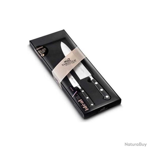 Coffret 2 Couteaux Forg�s Lion Sabatier Id�al - Couteau de Chef 20 cm & Couteau d'Office 10 cm (Rive