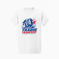 T-shirt Chasse Traque Fran&ccedil;aise Sanglier Blanc