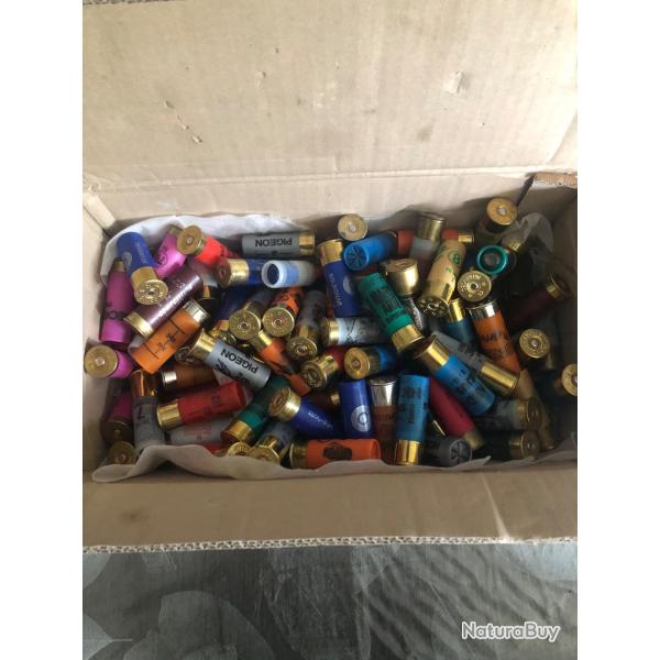 LIVRAISON OFFERTE  lot +108 cartouches, balles . cal 12/70 tout plomb, toute marque, tout gramage