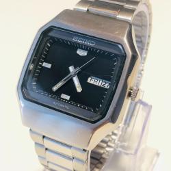 Montre vintage Seiko 5 automatique cadran noir "TV Screen" calibre 6309 - tr&egrave;s bon &eacute;tat