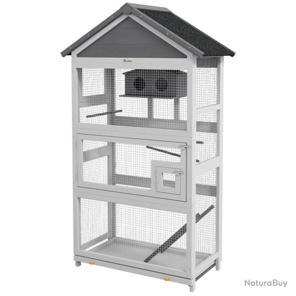 Cage � oiseaux sur pied aire de jeux pour perruches 92 x 52 x 171 cm plateau nichoir ext�rieur rust