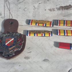 Lot de 5 barrettes de rappel de m&eacute;dailles et 1 insigne " pucelle"