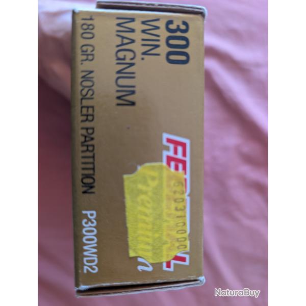 2 boites de 20 cartouches nosler partition 300wm 180 grain (soit 40 cartouches)