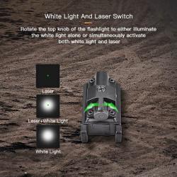 Lampe torche tactique aluminium avec faisceau laser vert combin&eacute;, &eacute;tanche IP66, batterie au lithium