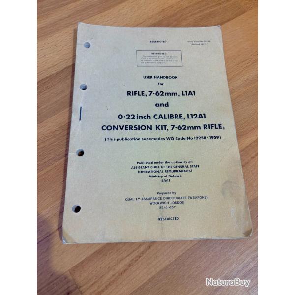 GUIDE TECHNIQUE FUSIL FAL LIA1 USER HANDBOOK ORIGINAL DAT� DE 1977