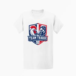 T-shirt Chasse Team Traque Fran&ccedil;aise Coq Sanglier Blanc