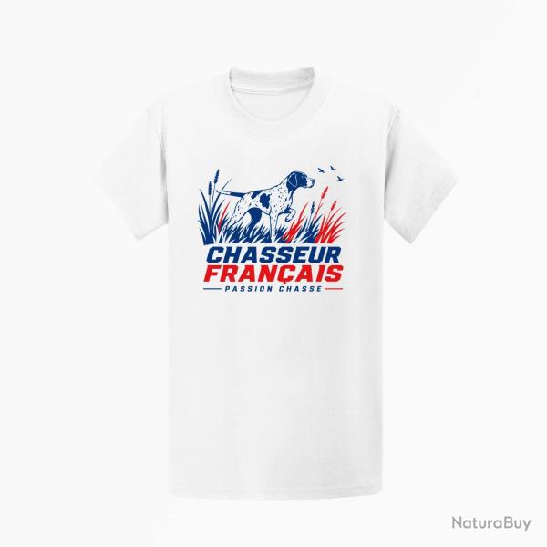 T-shirt Chasse Chasseur Fran�ais Chien d'Arr�t Blanc