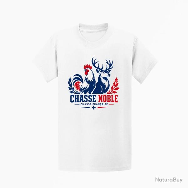 T-shirt Chasse Noble Fran�aise Cerf Coq Blanc