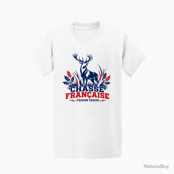 T-shirt Chasse Cerf Passion Chasse Fran�aise Blanc