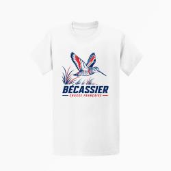 T-shirt Chasse B&eacute;cassier Passion Chasse Fran&ccedil;aise Blanc