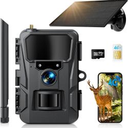 Cam&eacute;ra de Chasse Solaire 4G LTE 2K 48 MP &Eacute;cran 2,0" Batterie 5200mAh &Eacute;tanche IP66 Vision Nocturne