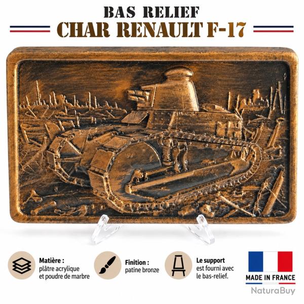 Bas-Relief Char Renault FT-17 WW1 1914-1918 Patine Bronze Fabrication Fran�aise