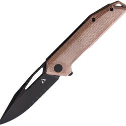 Couteau CMB Made Knives Lurker Lame Acier D2 Manche Micarta Toile Marron Linerlock Clip CMB10A