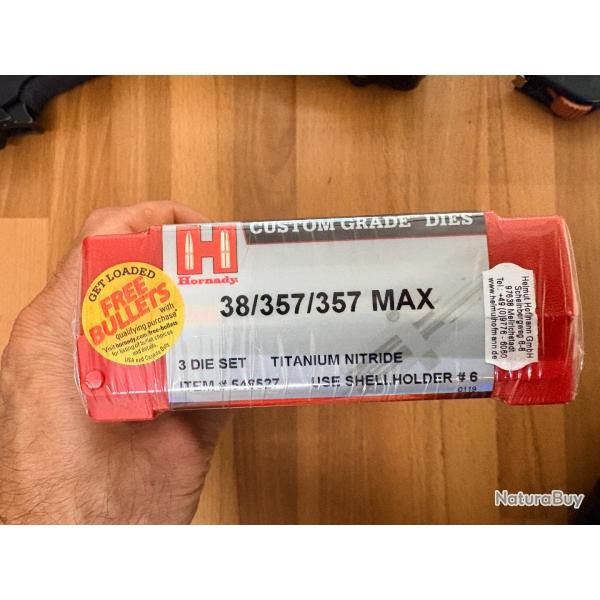 JEU D'OUTIL HORNADY 38/357/357 MAX  REF 546527  3 OUTILS titanium nitride