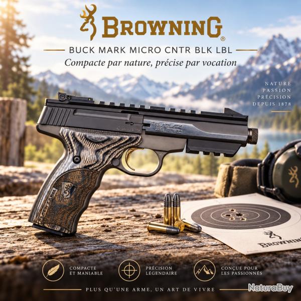 PROMOTION BROWNING BUCKMARK MICRO CNTR BLK LBL ADJ S THR 22LR