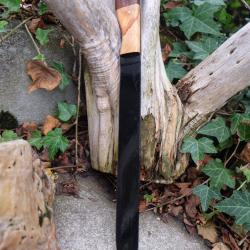 Couteau de Cuisine Kebbab Lame Acier Carbone 1055 Black Manche Bois Fabrication Artisanale