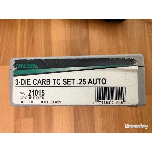JEU D'OUTIL RCBS 25 AUTO  REF 21015  3 OUTILS carbure