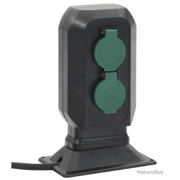 Prise ext�rieure polycarbonate noir vert 15,5x11x24 cm IP44 avec piquet