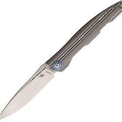 Couteau CH Knives Journey Lame Acier M390 Manche Titane Gris Framelock CHJGR