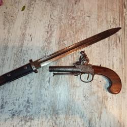 Pistolet &agrave; silex + Ba&iuml;onnette cz pour fusil vz24