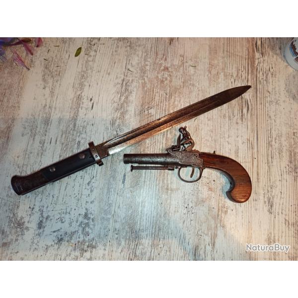 Pistolet � silex + Ba�onnette cz pour fusil vz24