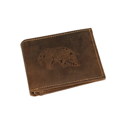 Portefeuille en cuir - marron (avec marquage) - Ref 32450-11 - Cadeau th&egrave;me chasse