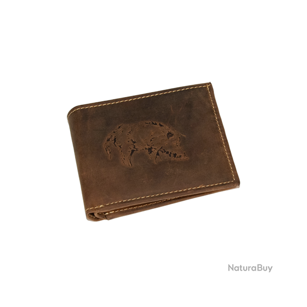 Portefeuille en cuir - marron (avec marquage) - Ref 32450-11 - Cadeau th�me chasse