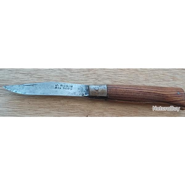 Rare Couteau ancien J. ROBIN Thiers (Type Opinel � cran forc�) - Ann�es 50/60